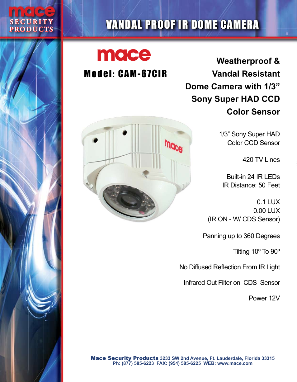 Mace CAM67CIR User Manual | 1 page