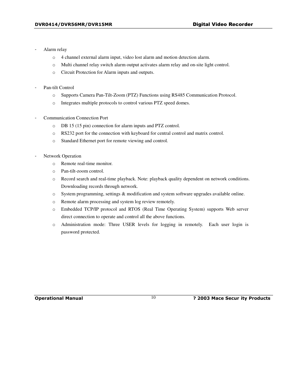 Mace DVR0414 User Manual | Page 10 / 64