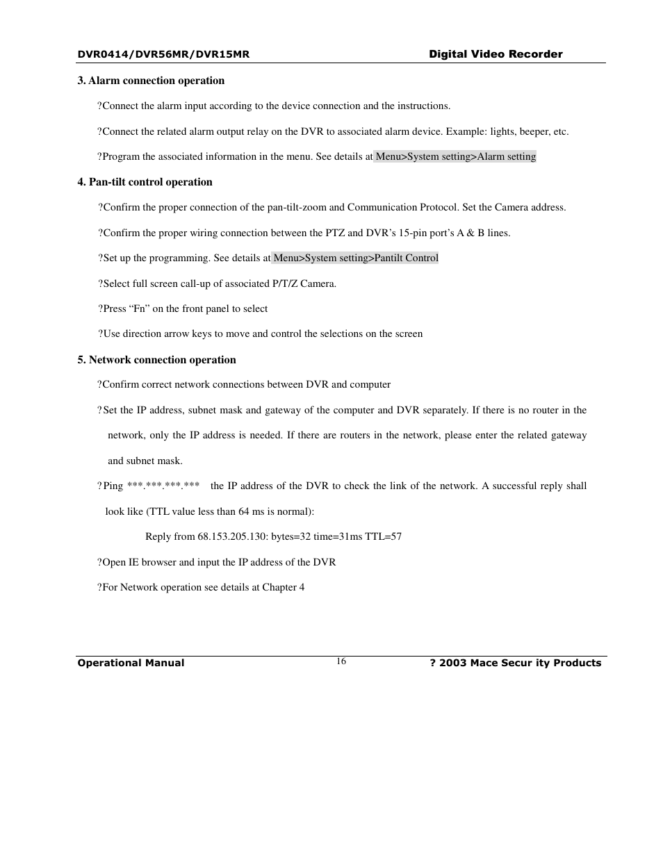 Mace DVR0414 User Manual | Page 16 / 64