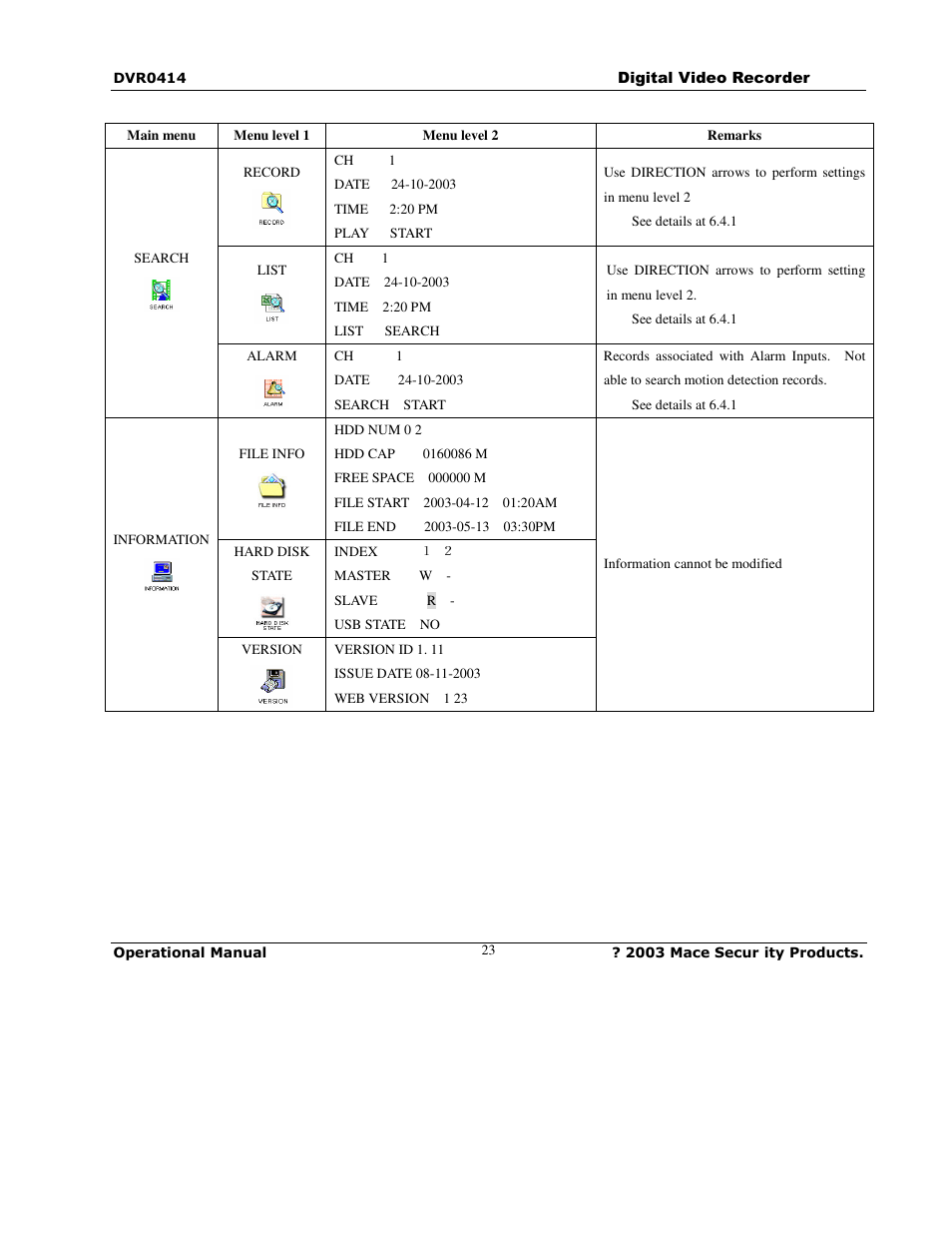 Mace DVR0414 User Manual | Page 23 / 64
