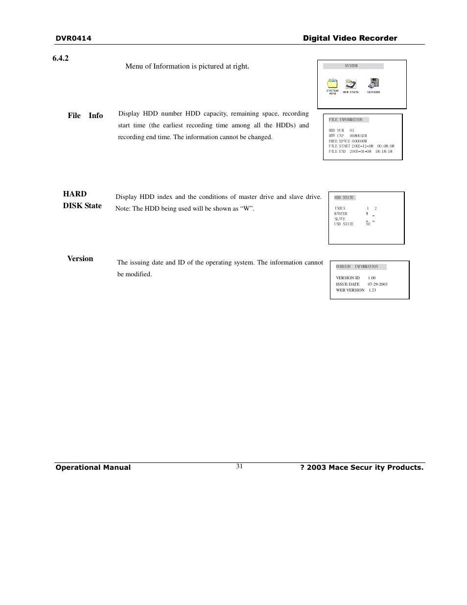 Mace DVR0414 User Manual | Page 31 / 64