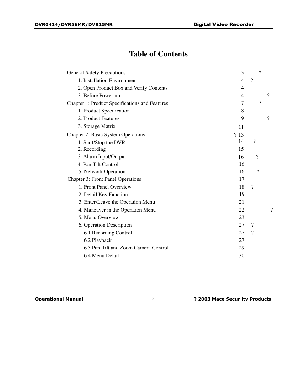 Mace DVR0414 User Manual | Page 5 / 64