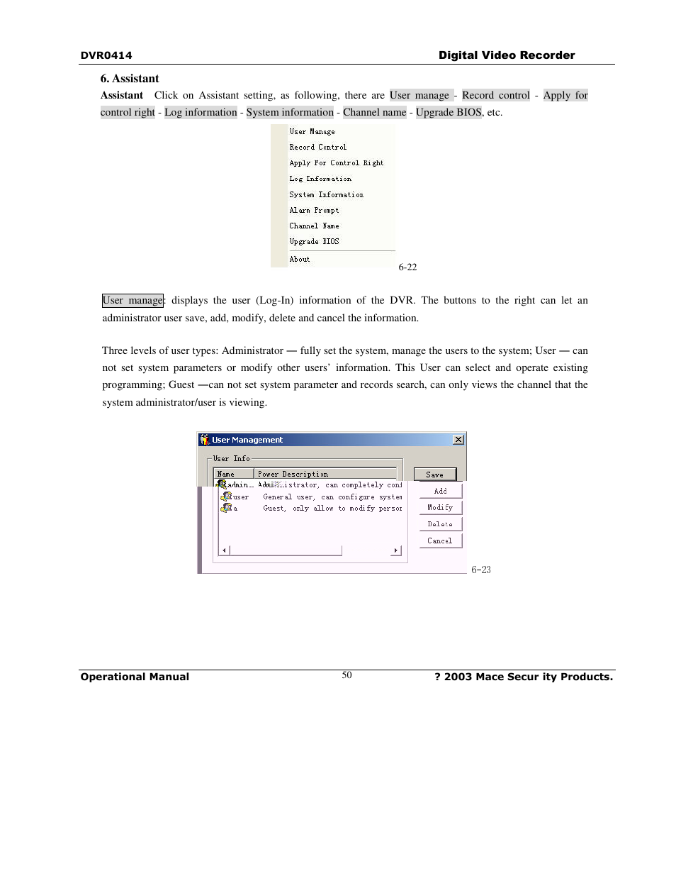 Mace DVR0414 User Manual | Page 50 / 64