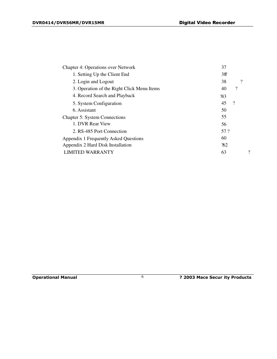 Mace DVR0414 User Manual | Page 6 / 64