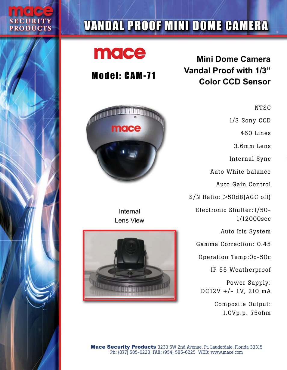 Mace CAM-71 User Manual | 1 page