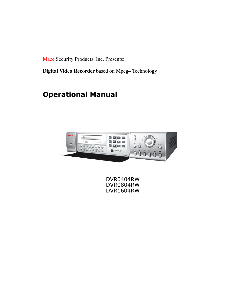 Mace DVR0804RW User Manual | 75 pages