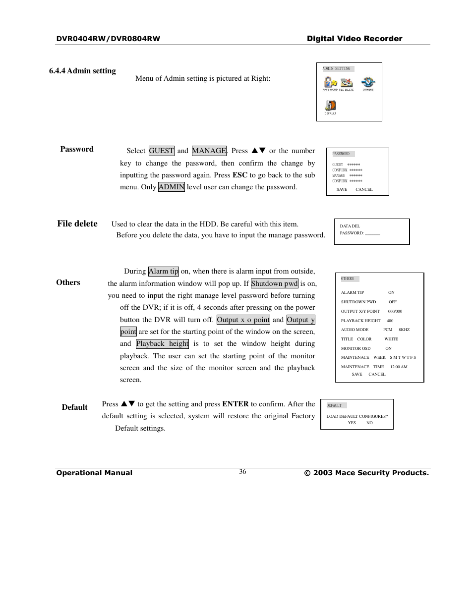 File delete | Mace DVR0804RW User Manual | Page 36 / 75