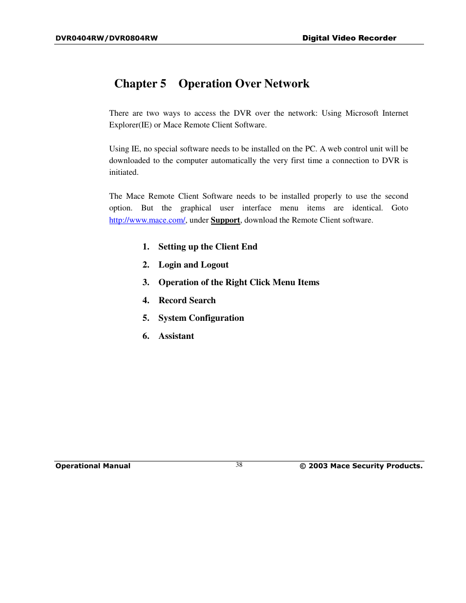 Chapter 5 operation over network | Mace DVR0804RW User Manual | Page 38 / 75