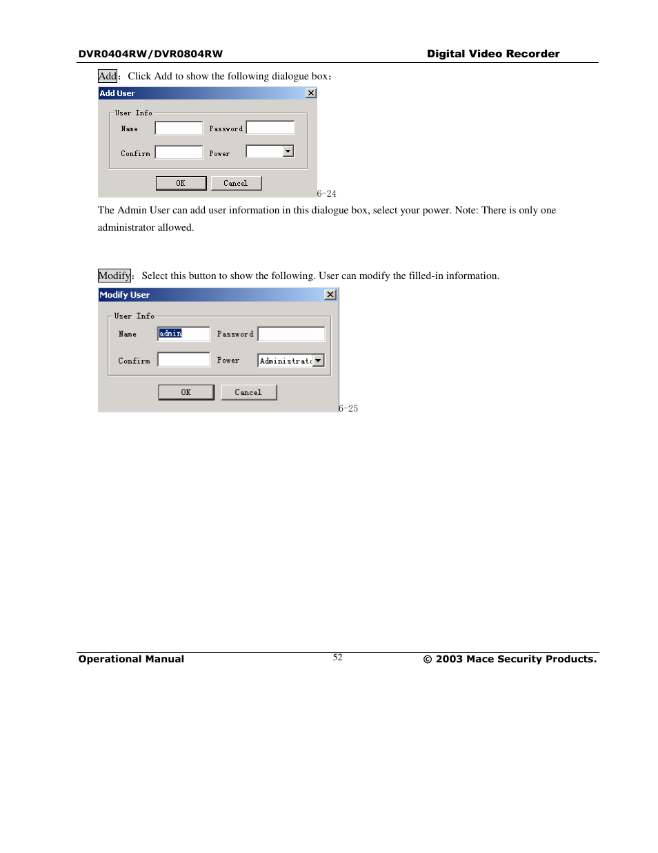 Mace DVR0804RW User Manual | Page 52 / 75