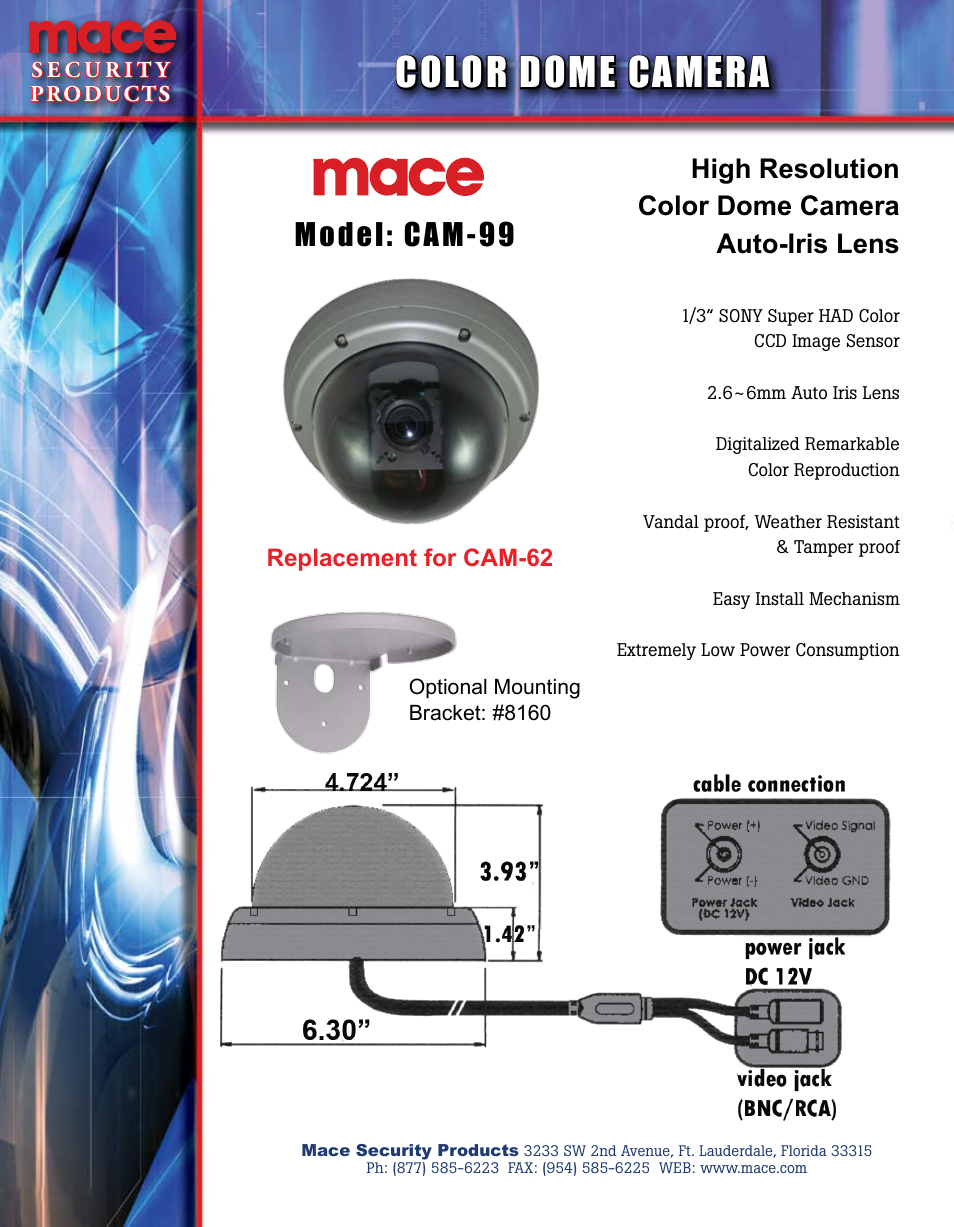 Mace CAM-99 User Manual | 1 page