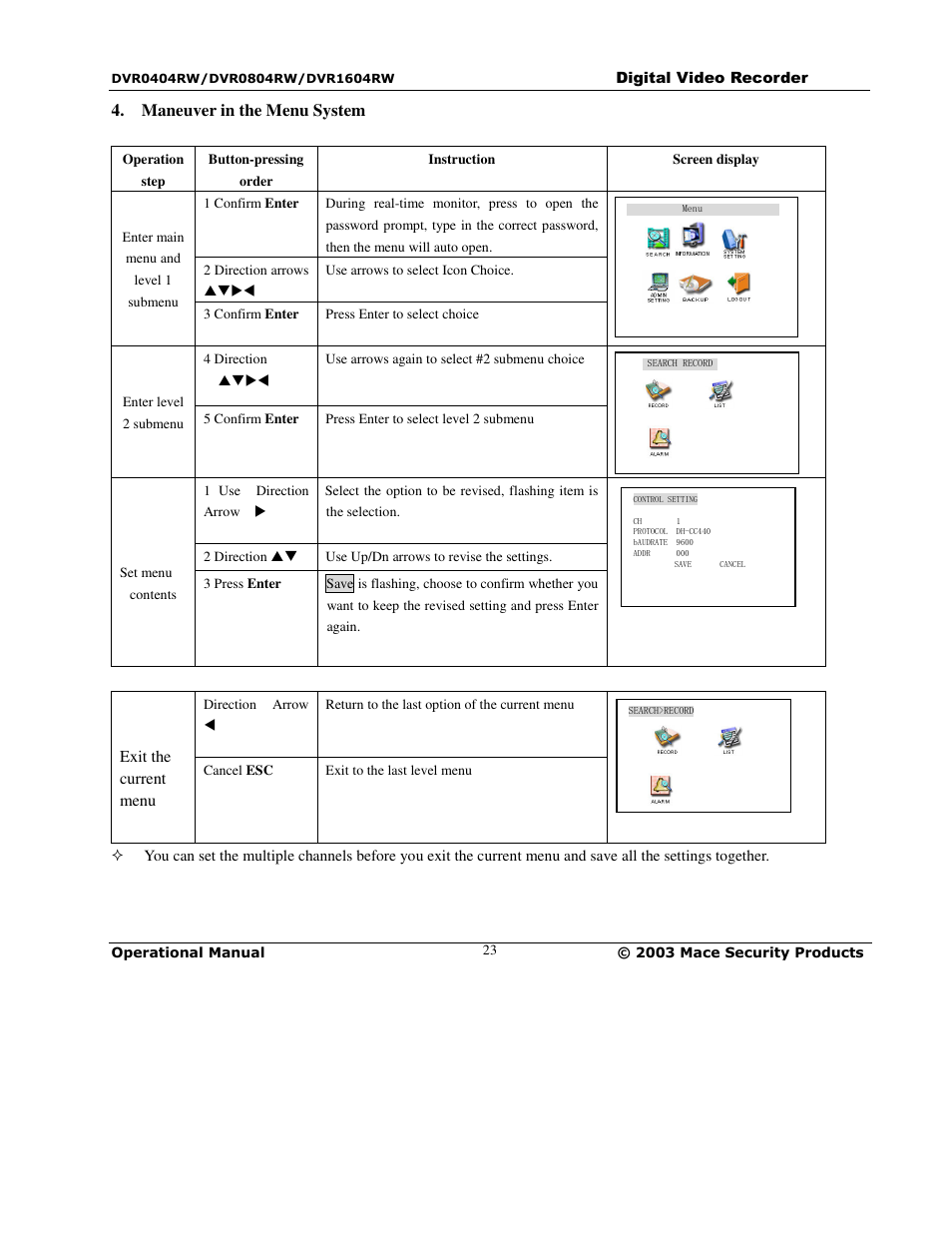 Mace DVR0404RW User Manual | Page 23 / 75