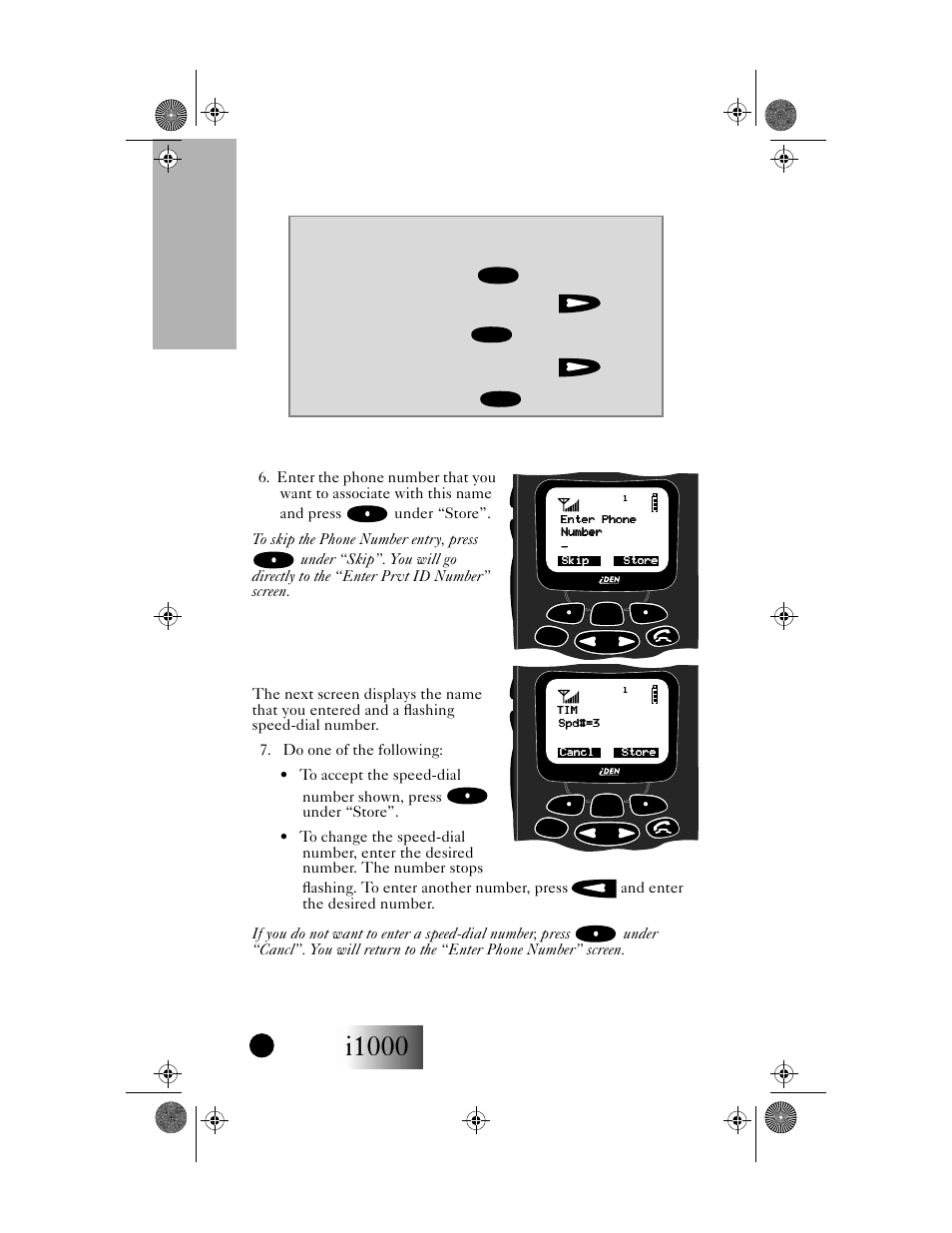 Table 5: entering a name, I1000, Your i1000 portable | Getting started | Motorola i1000 User Manual | Page 21 / 80