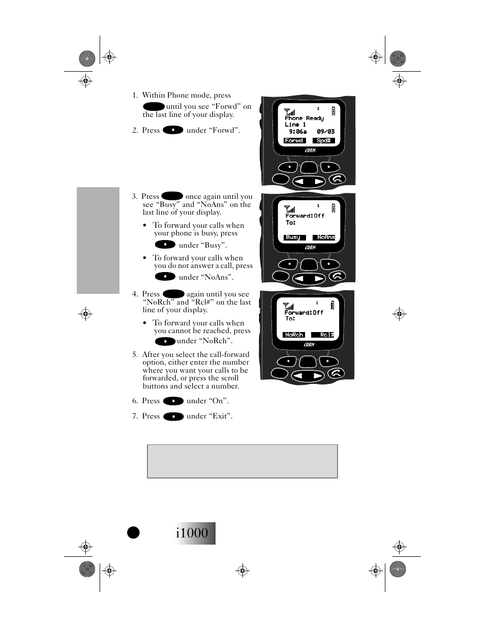 I1000, Phone mode, Getting started | Motorola i1000 User Manual | Page 35 / 80