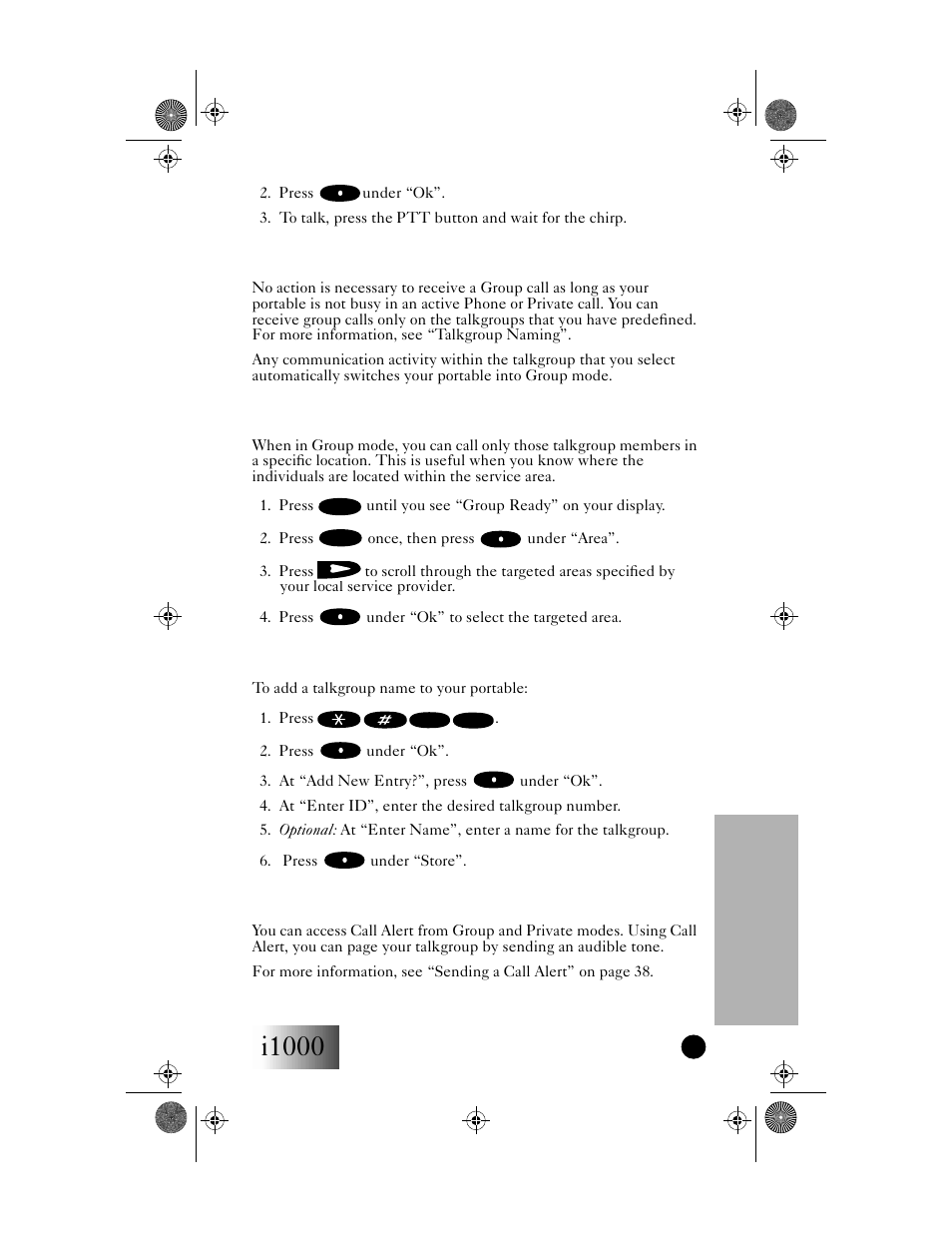 I1000, Group mode | Motorola i1000 User Manual | Page 48 / 80