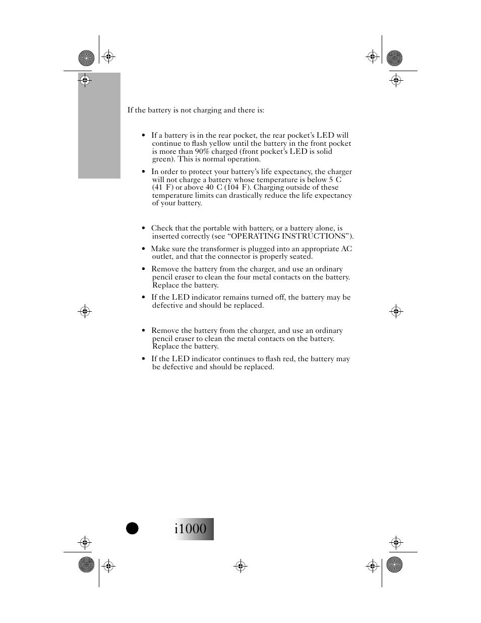 Desktop battery charger troubleshooting, A flashing yellow indicator, No led indication | A flashing red led indicator, I1000, Accessories | Motorola i1000 User Manual | Page 69 / 80