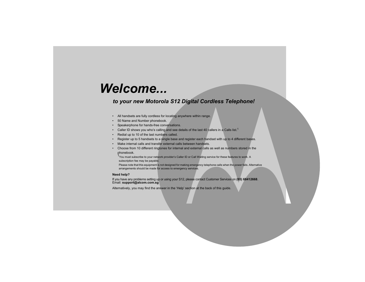 Welcome | Motorola S1201 User Manual | Page 2 / 39