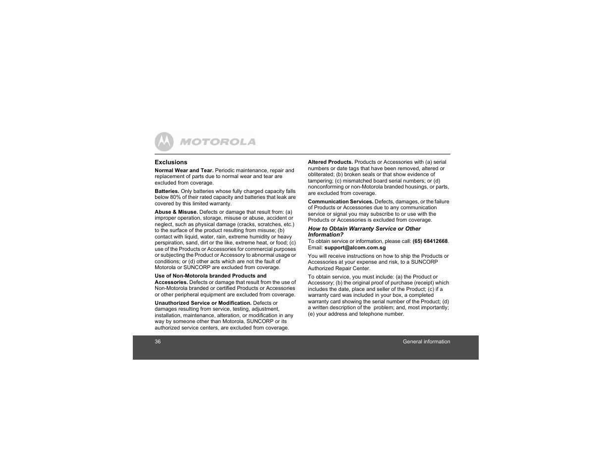 Motorola S1201 User Manual | Page 36 / 39