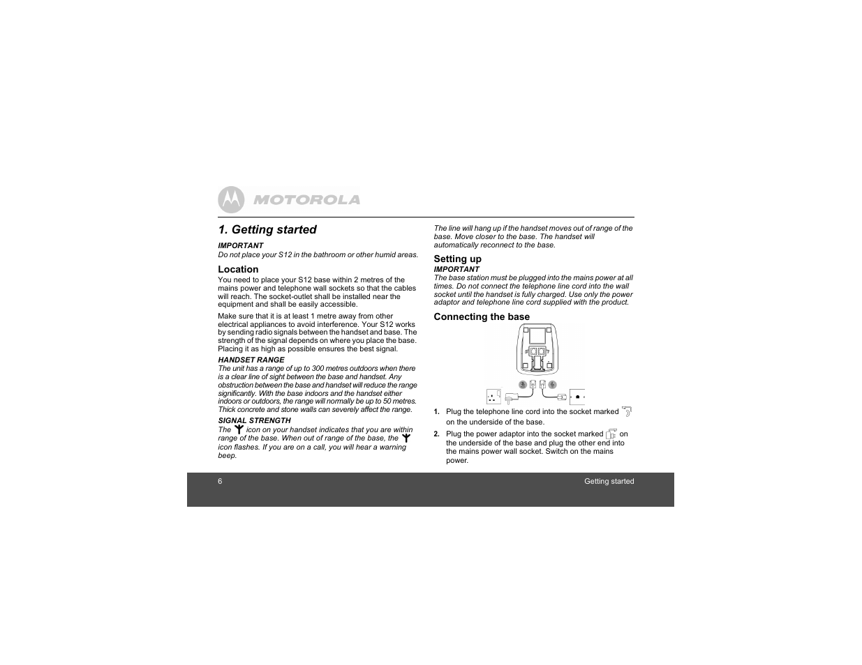 Getting started | Motorola S1201 User Manual | Page 6 / 39