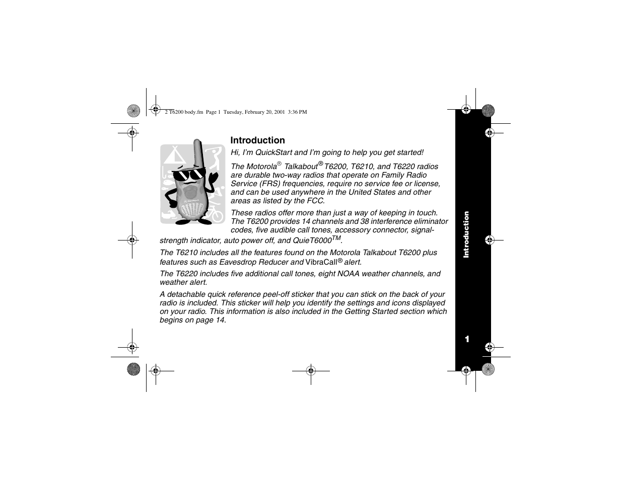 Introduction | Motorola T6210 User Manual | Page 3 / 70