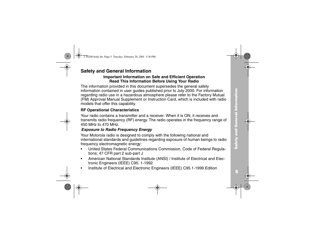 Safety and general information | Motorola T6210 User Manual | Page 7 / 70