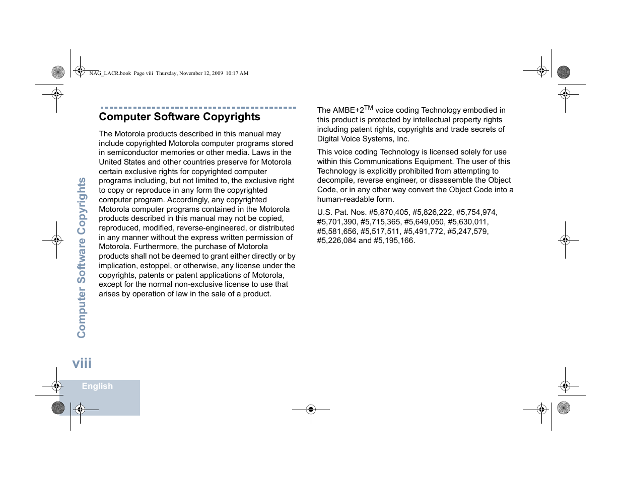 Computer software copyrights, Viii | Motorola MOTOTRBO XPR 4580 User Manual | Page 10 / 60
