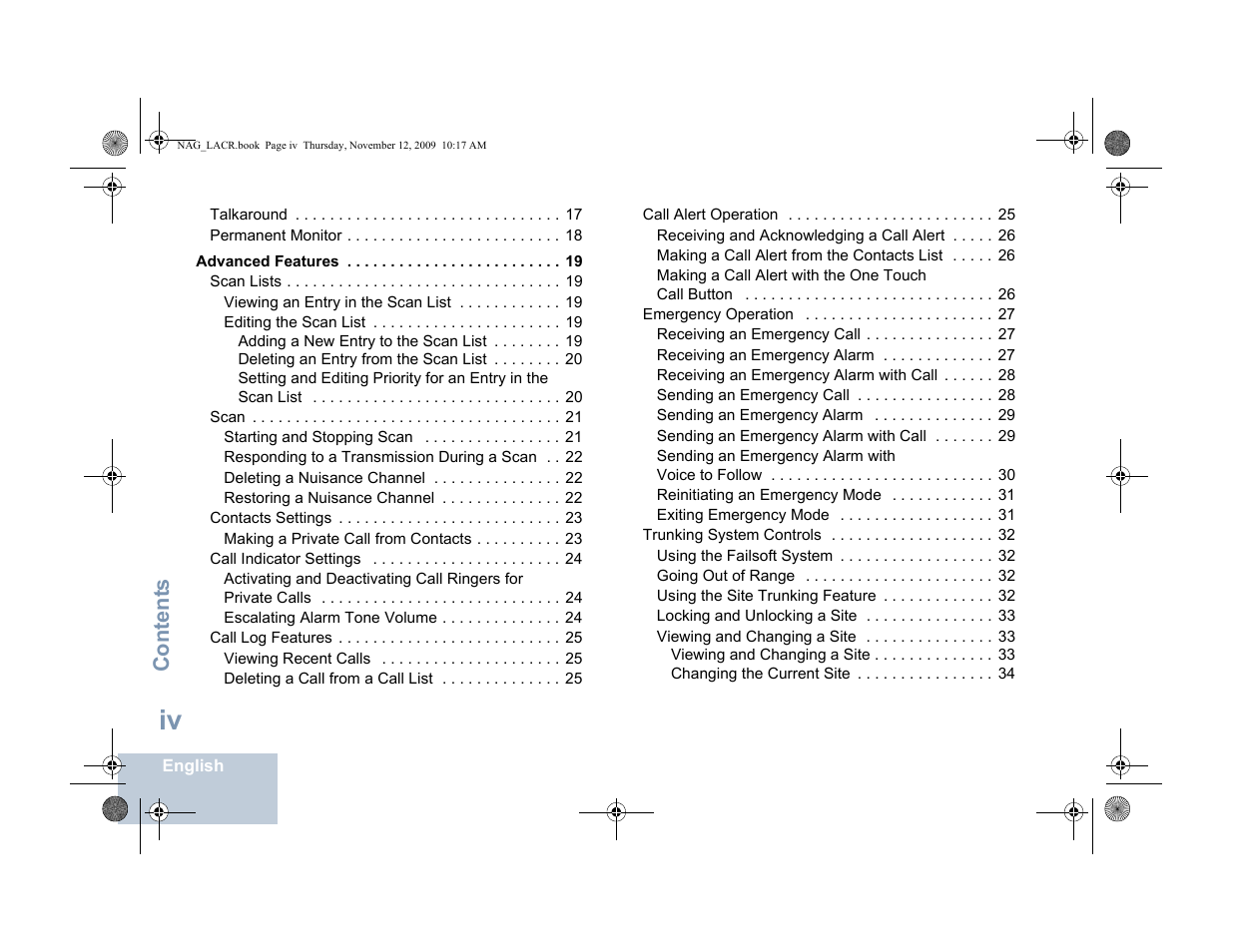 Content s | Motorola MOTOTRBO XPR 4580 User Manual | Page 6 / 60