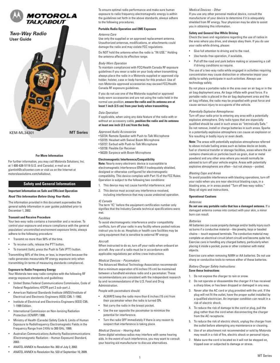 Motorola Kem-ml34301 User Manual | 5 pages