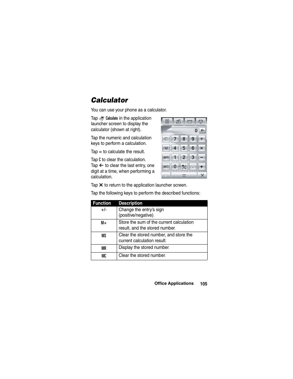 Calculator | Motorola A780 User Manual | Page 105 / 182