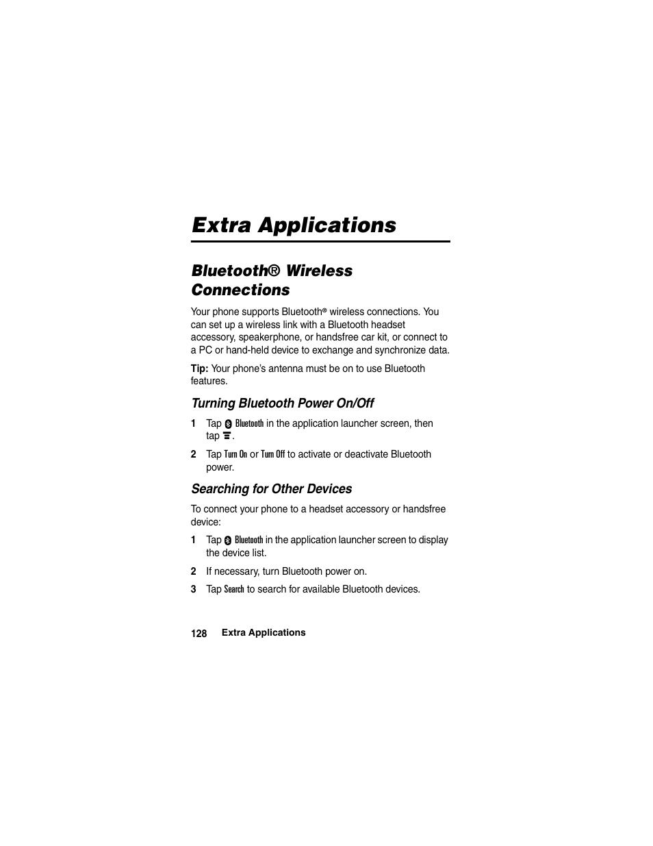 Extra applications | Motorola A780 User Manual | Page 128 / 182