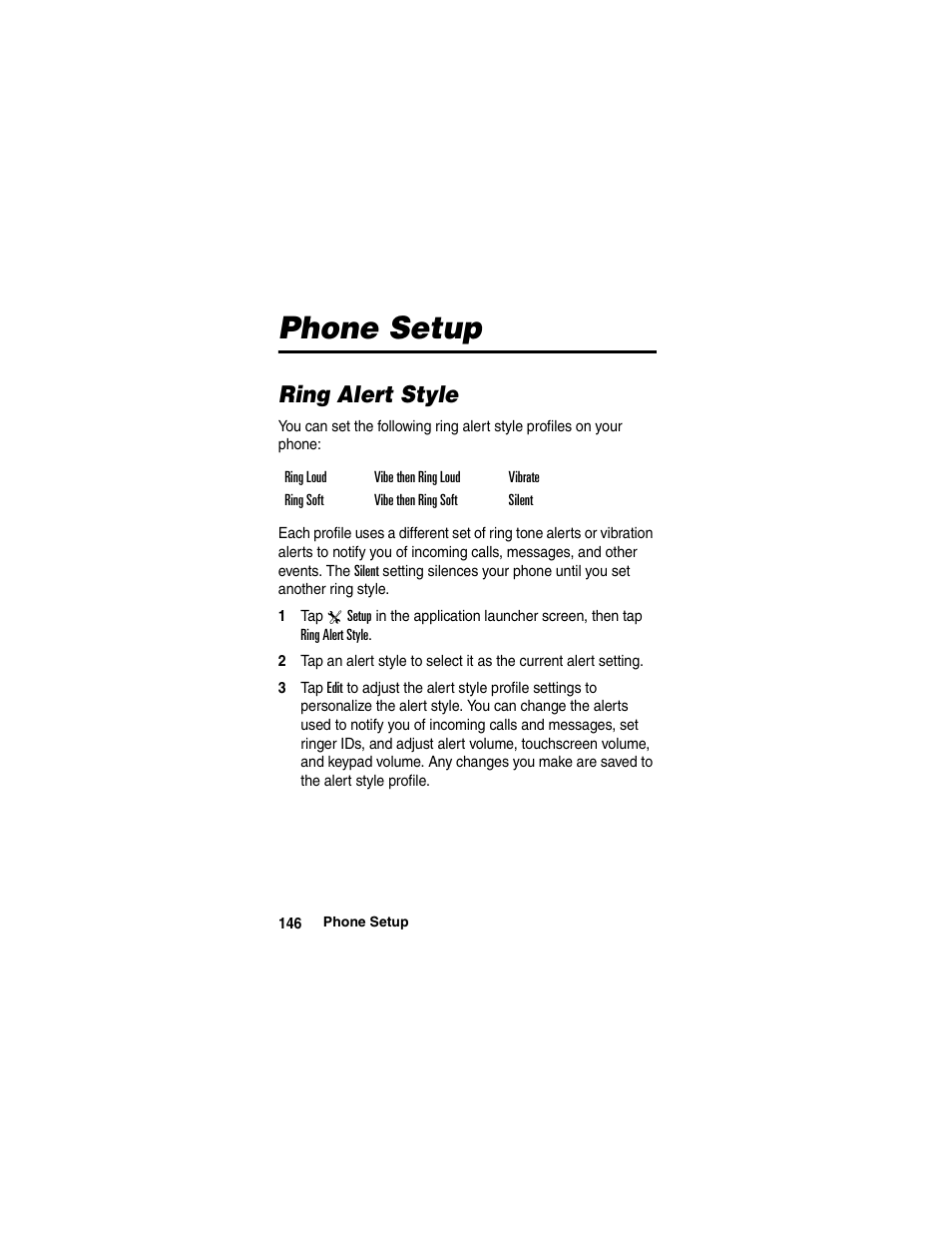 Phone setup | Motorola A780 User Manual | Page 146 / 182