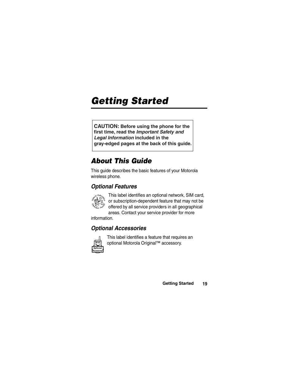 Getting started | Motorola A780 User Manual | Page 19 / 182