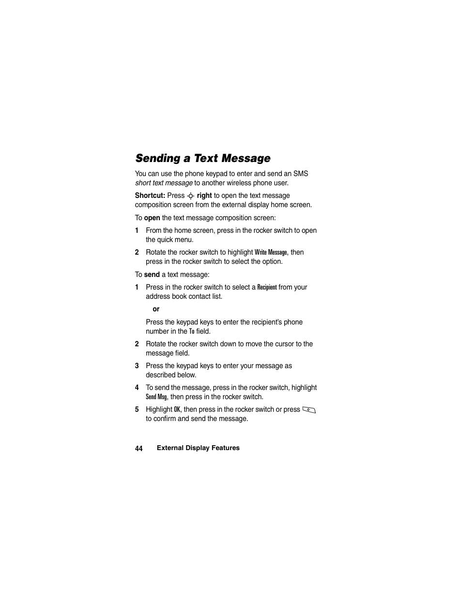 Sending a text message | Motorola A780 User Manual | Page 44 / 182