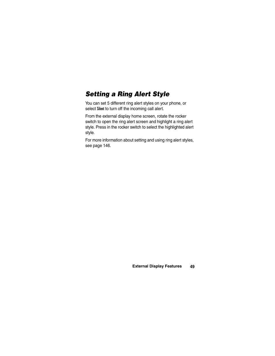 Setting a ring alert style | Motorola A780 User Manual | Page 49 / 182