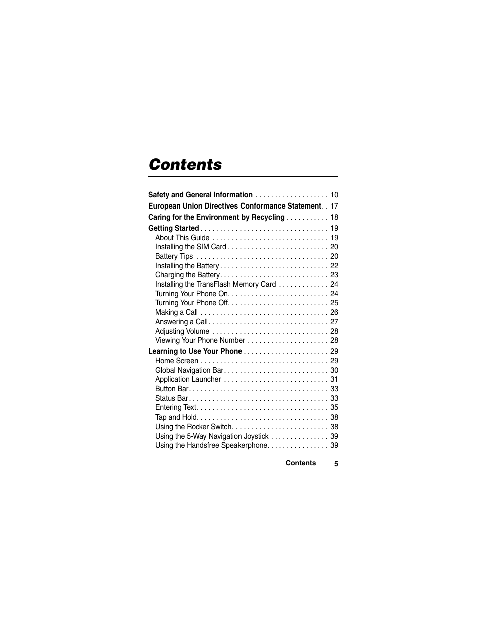 Motorola A780 User Manual | Page 5 / 182