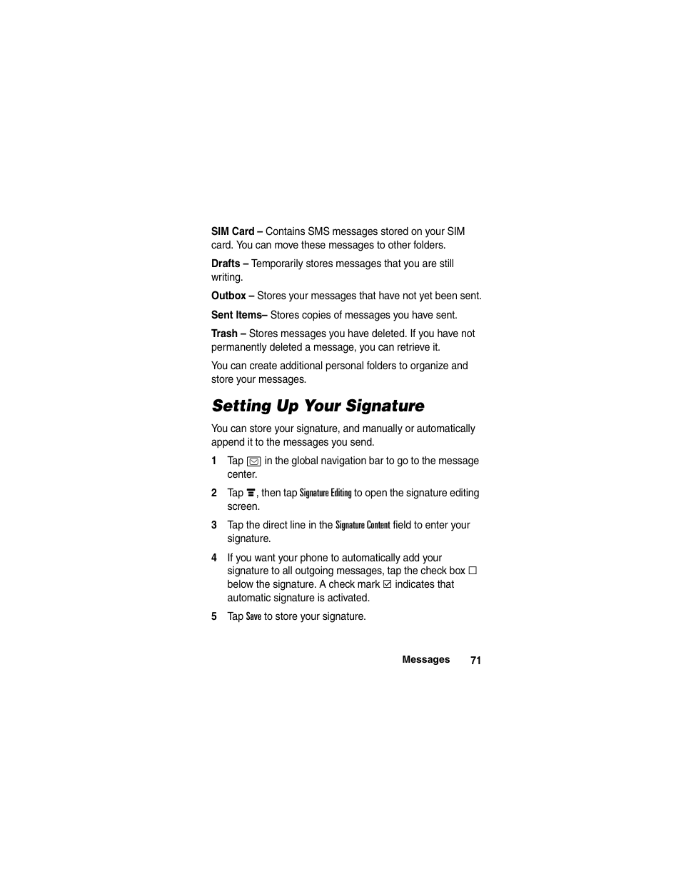 Motorola A780 User Manual | Page 71 / 182