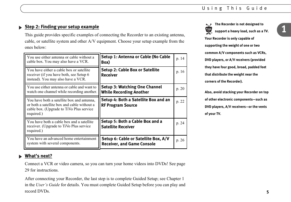 Step 2: finding your setup example, What’s next | Motorola DVD User Manual | Page 10 / 65