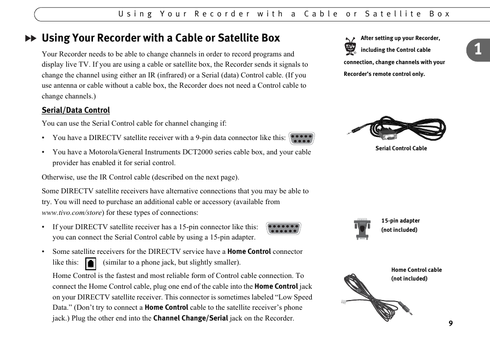 Using your recorder with a cable or satellite box, Serial/data control | Motorola DVD User Manual | Page 14 / 65