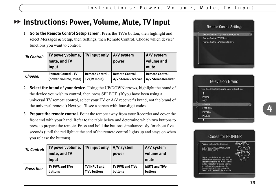 Instructions: power, volume, mute, tv input, Instructions, Power, volume, mute, tv input | Motorola DVD User Manual | Page 38 / 65