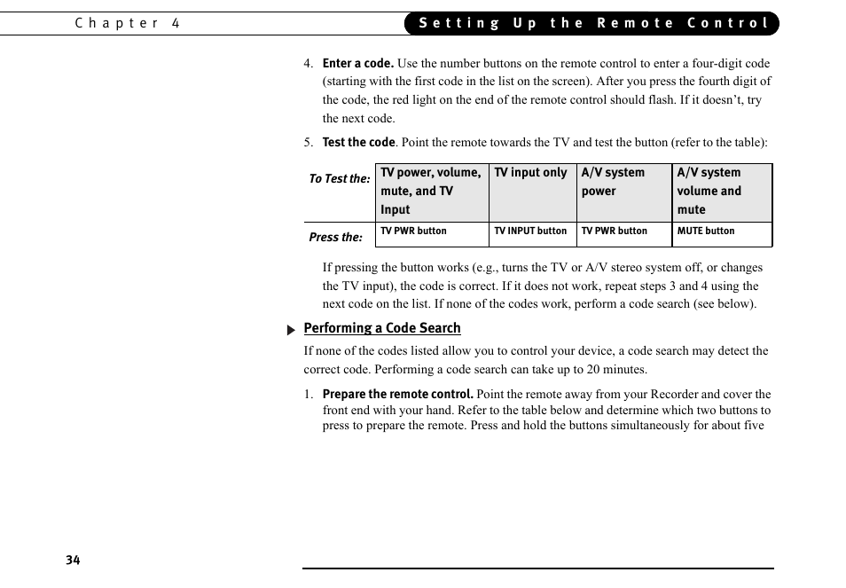 Performing a code search | Motorola DVD User Manual | Page 39 / 65