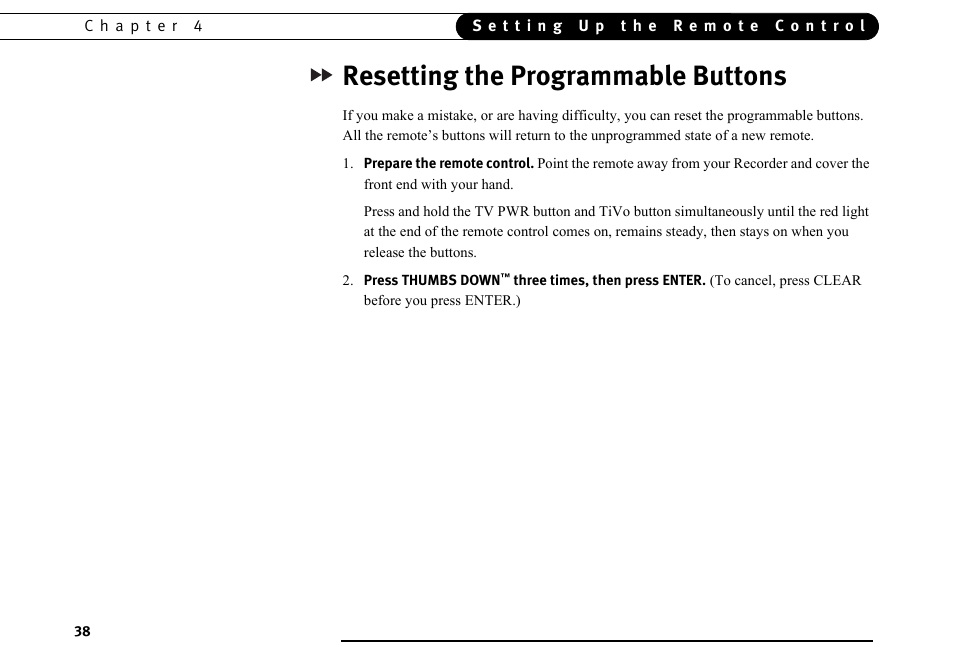 Resetting the programmable buttons | Motorola DVD User Manual | Page 43 / 65