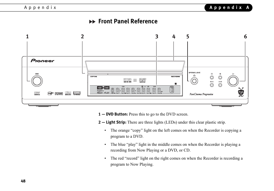 Front panel reference | Motorola DVD User Manual | Page 53 / 65