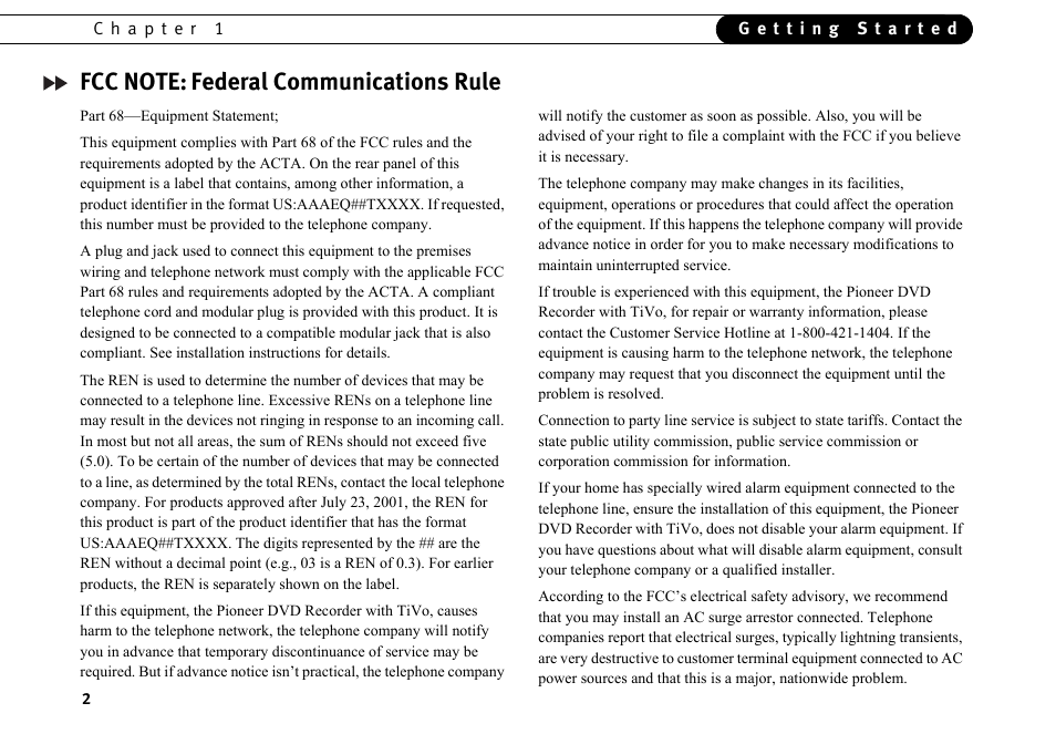 Fcc note: federal communications rule, Federal communications rule | Motorola DVD User Manual | Page 7 / 65