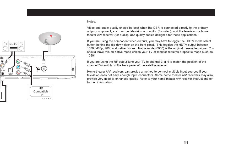 Hd compatible tv | Motorola DSR500 User Manual | Page 11 / 28