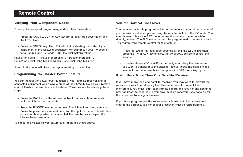 Remote control | Motorola DSR500 User Manual | Page 20 / 28