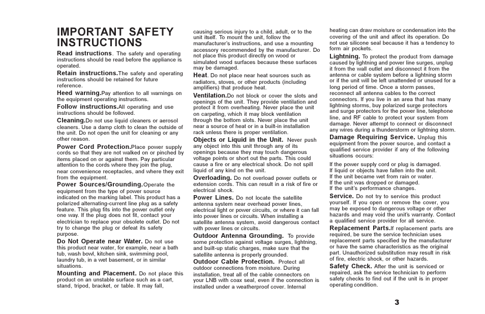 Important safety instructions | Motorola DSR500 User Manual | Page 3 / 28