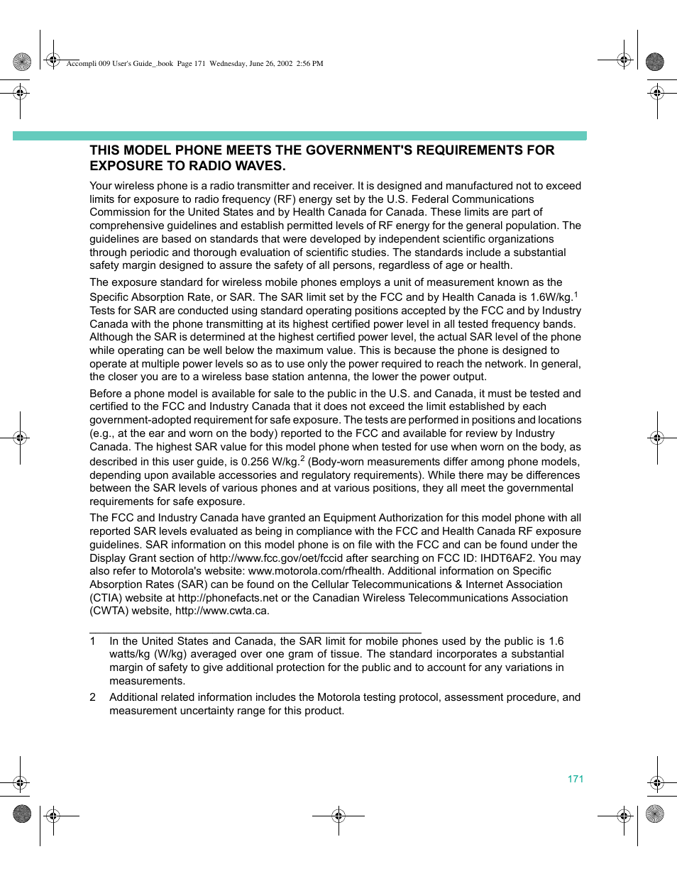 Radio waves. 171 | Motorola 009 User Manual | Page 171 / 190