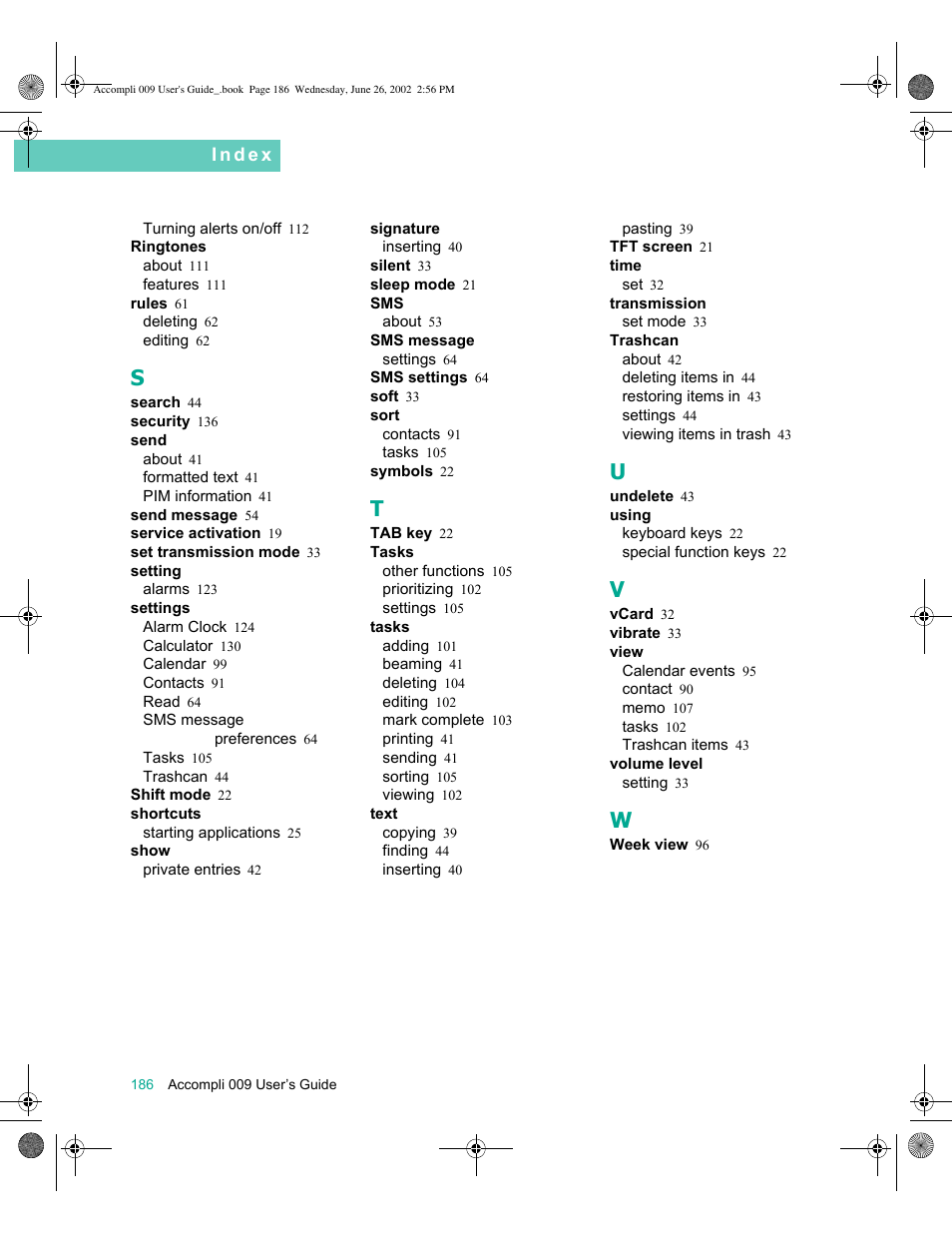 Motorola 009 User Manual | Page 186 / 190