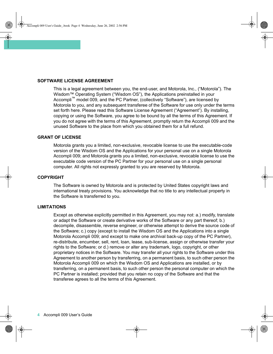 Motorola 009 User Manual | Page 4 / 190