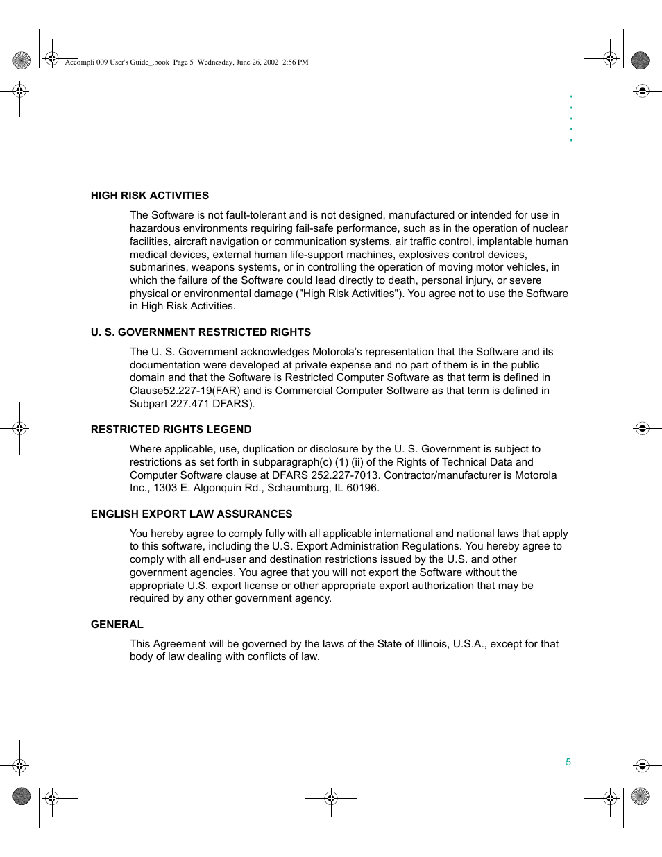 Motorola 009 User Manual | Page 5 / 190