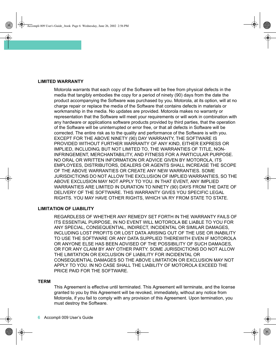 Motorola 009 User Manual | Page 6 / 190